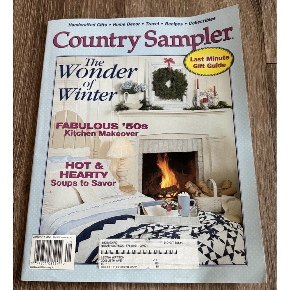 Country Sampler Magazine - January 2001 - Fabulous 50s Kitchen Makeover - VTG